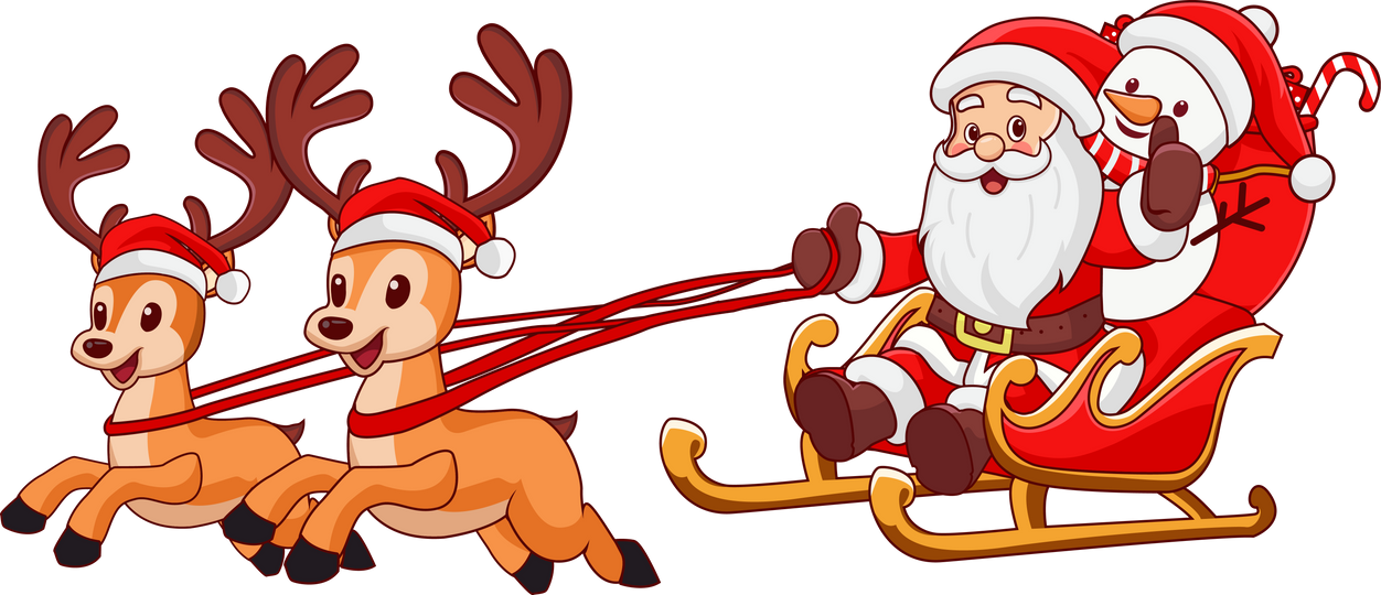 Santa claus sleigh sled reindeer